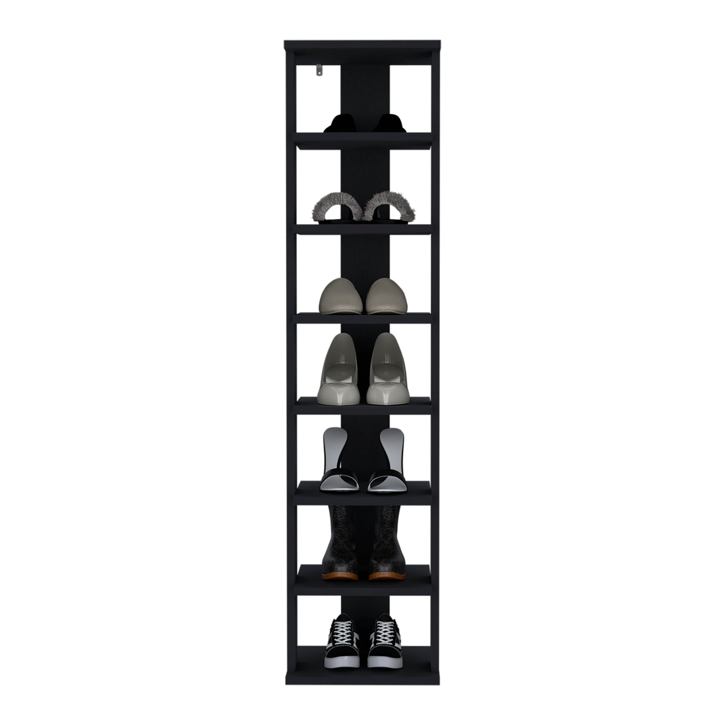 Hatch Shoe Rack – 7-Tier Slim Organizer, Black for Living Room
