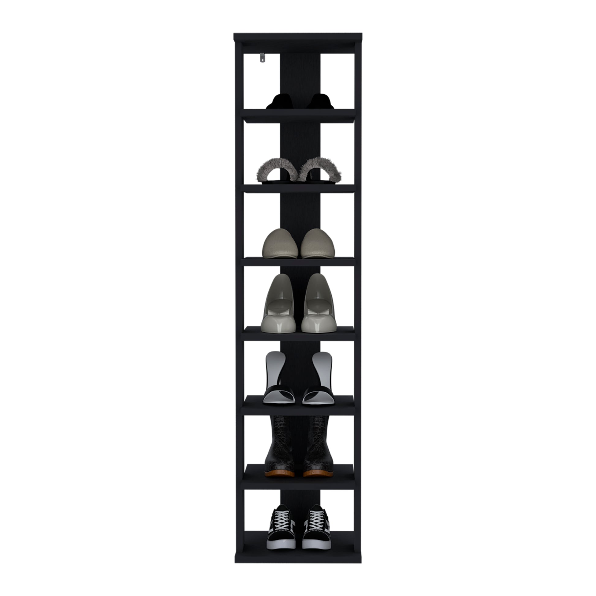 Hatch Shoe Rack – 7-Tier Slim Organizer, Black for Living Room