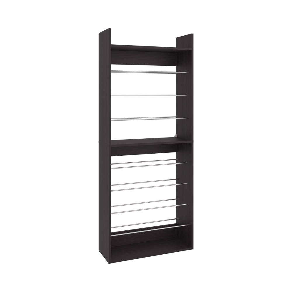 Black Engineered Wood Shoe Rack - 9.8 x 24.8 x 61.1" for Living Room