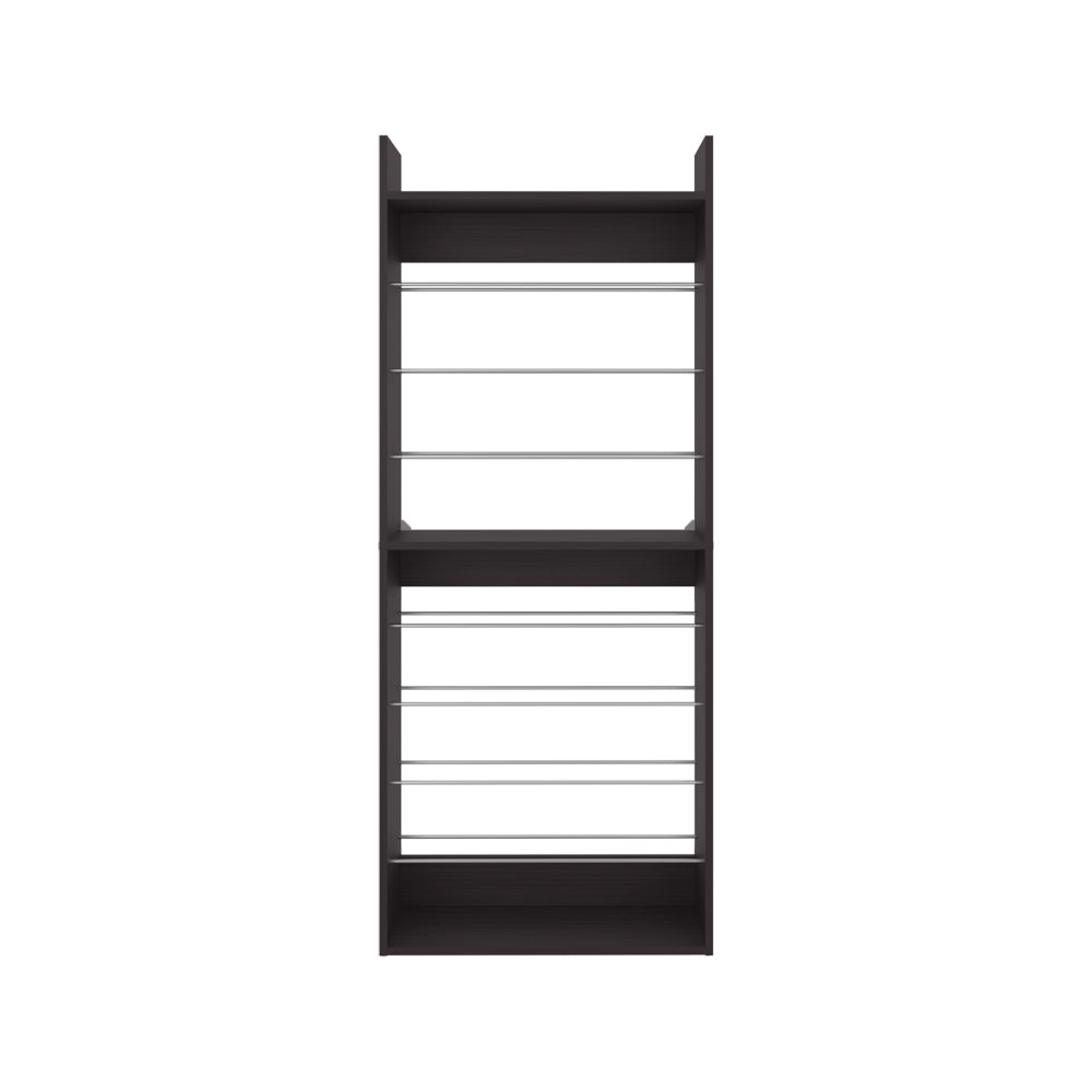 Black Engineered Wood Shoe Rack - 9.8 x 24.8 x 61.1" for Living Room