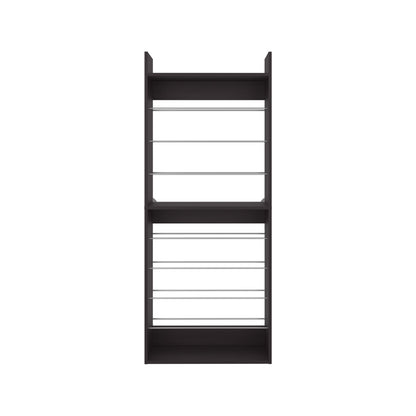 Black Engineered Wood Shoe Rack - 9.8 x 24.8 x 61.1" for Living Room