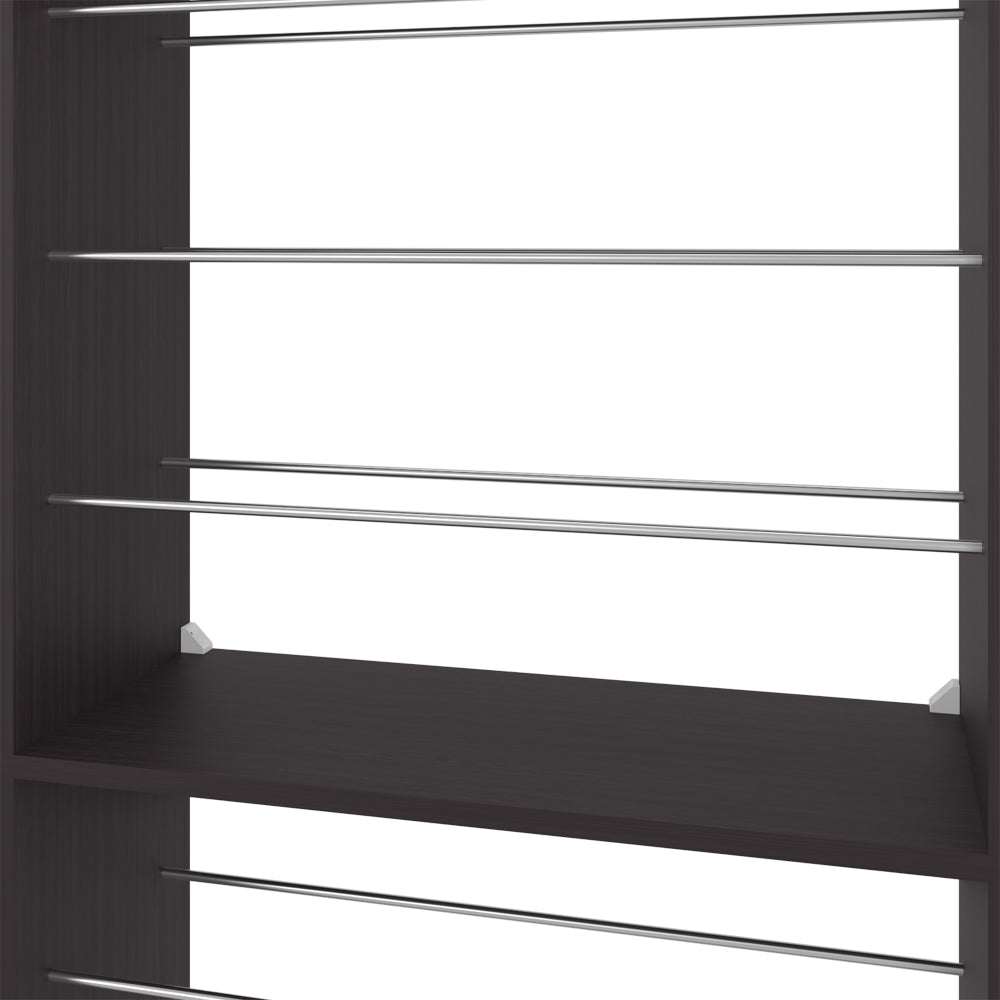 Black Engineered Wood Shoe Rack - 9.8 x 24.8 x 61.1" for Living Room