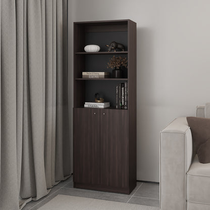 Bookcase Dual-Door Benzoni, Office, Stained Walnut