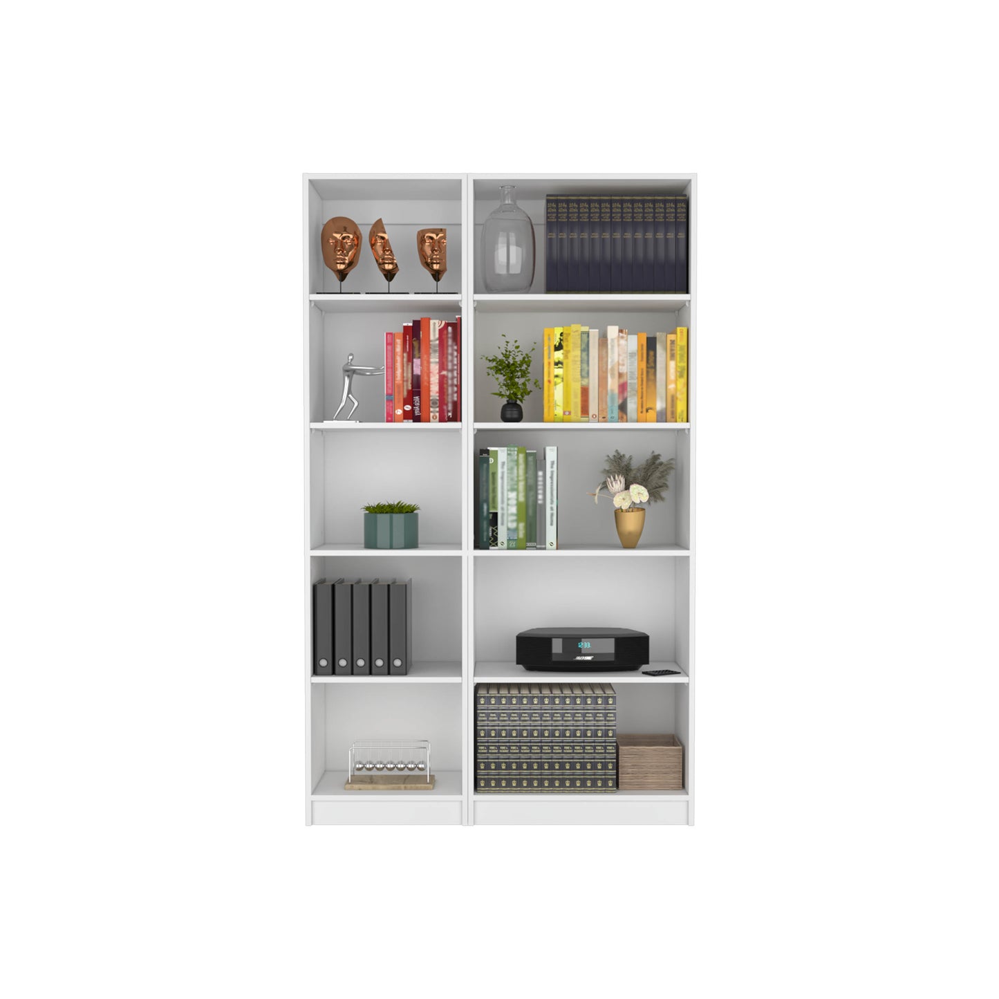 Idalia 2 Piece Living Room Set with 2 Bookcases, White