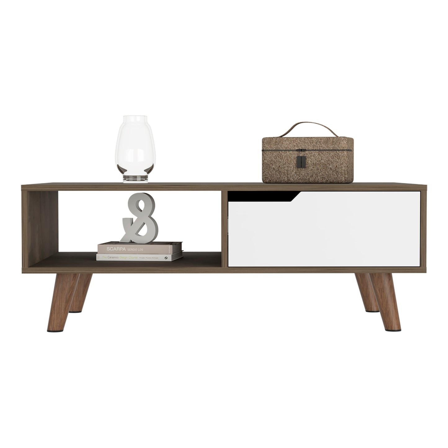 Multicolor Coffee Table with Storage Shelves & Drawer