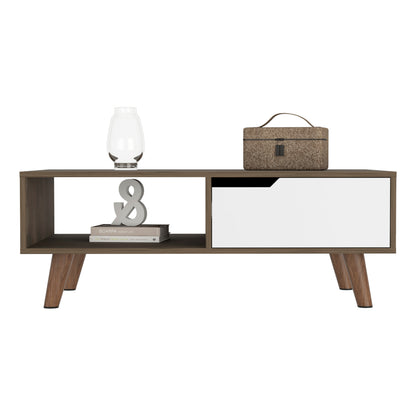 Multicolor Coffee Table with Storage Shelves & Drawer