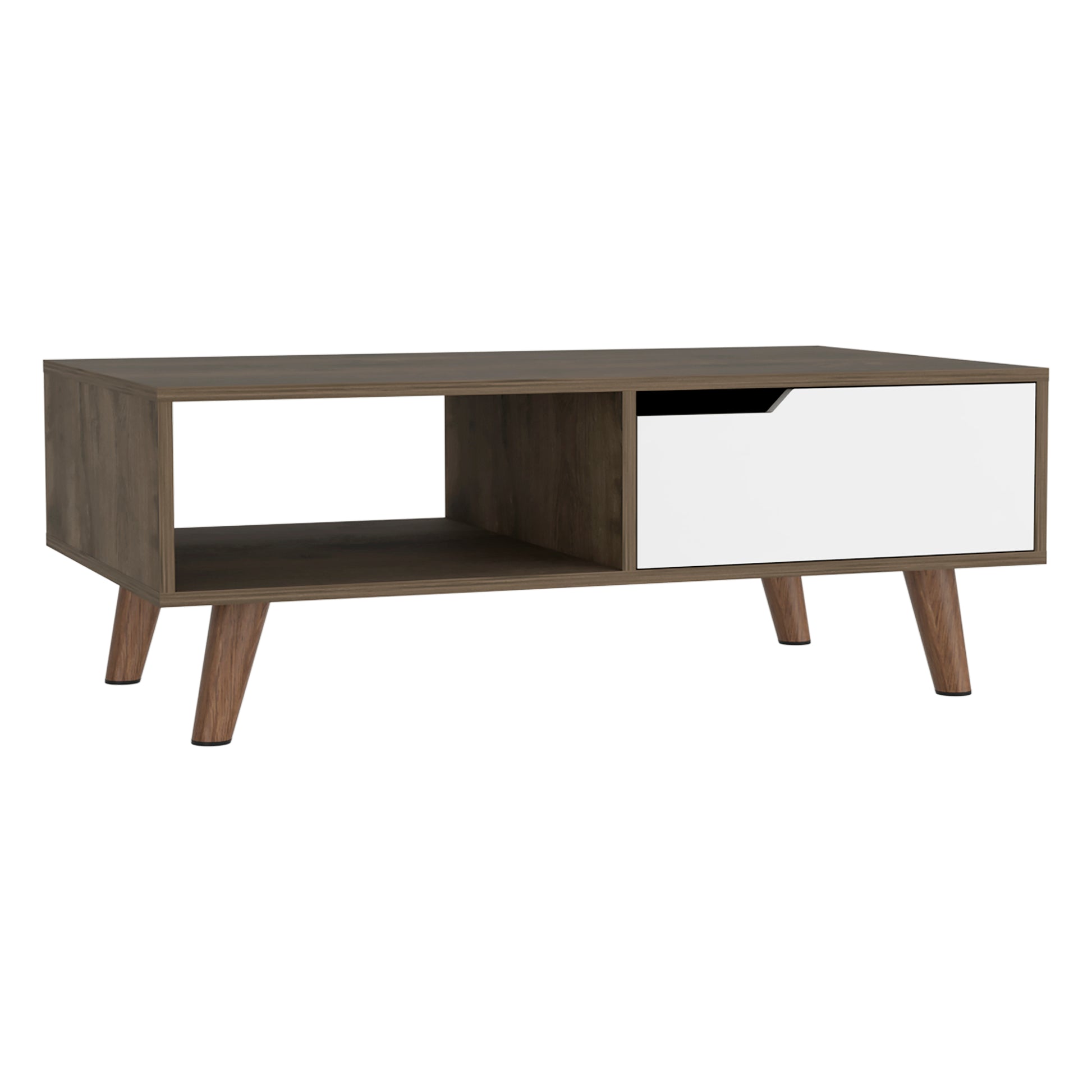 Multicolor Coffee Table with Storage Shelves & Drawer