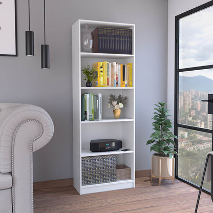 Vinton 4-Tier Bookcase with Modern Storage for Books and Decor, White