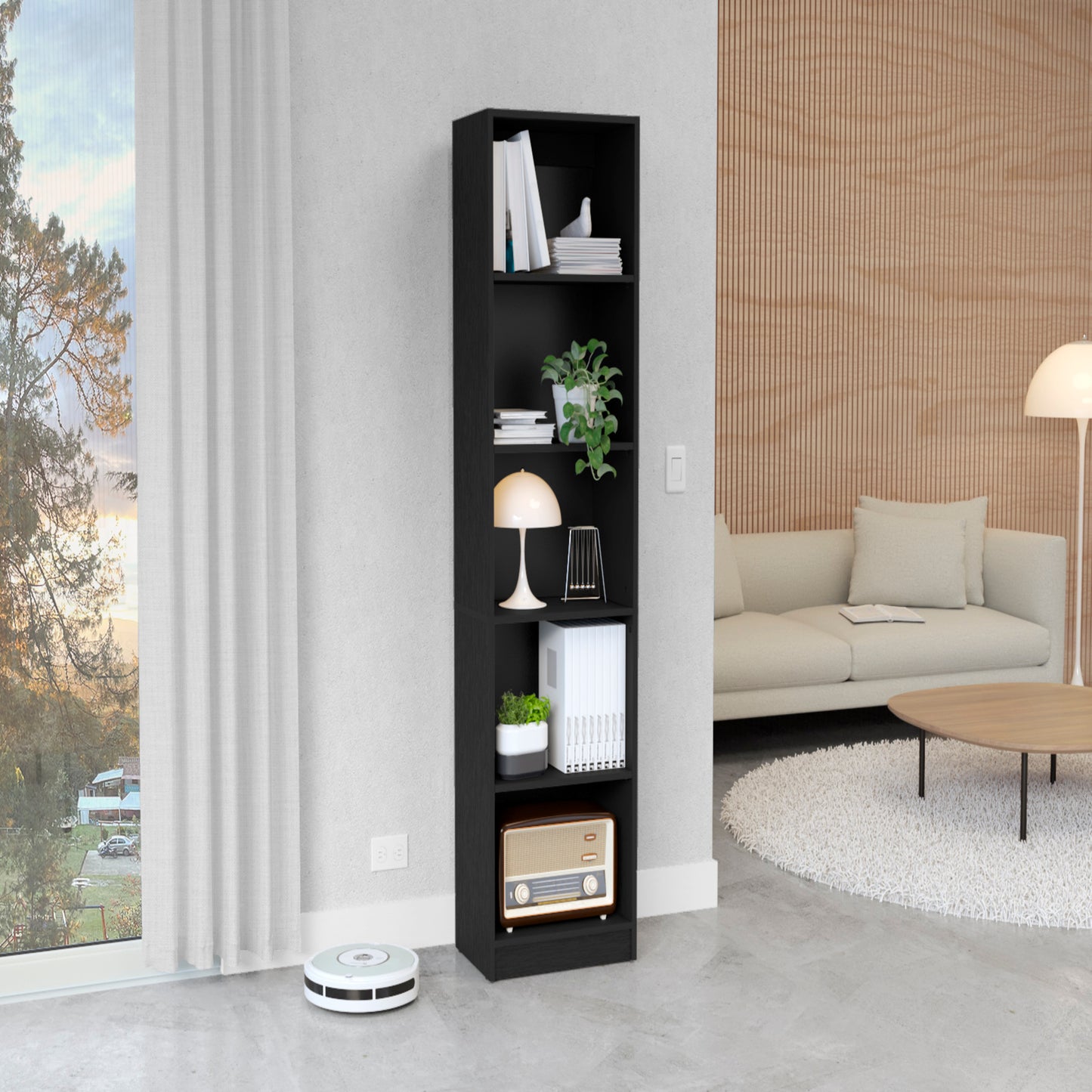 Bookcase Compact Bookshelf with Multiple Shelves, Black