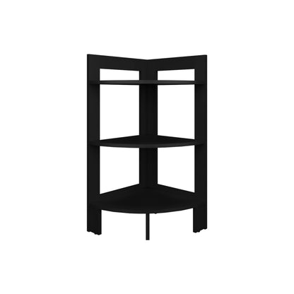 Modern Black Side Table with 3 Shelves for Bedroom Storage for Living Room