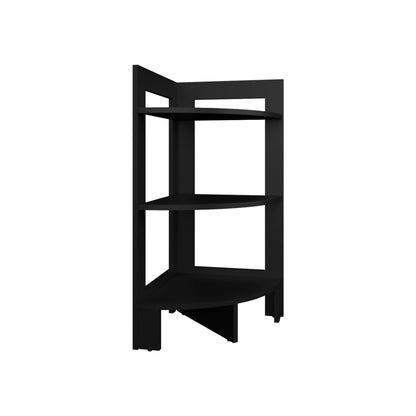 Modern Black Side Table with 3 Shelves for Bedroom Storage for Living Room
