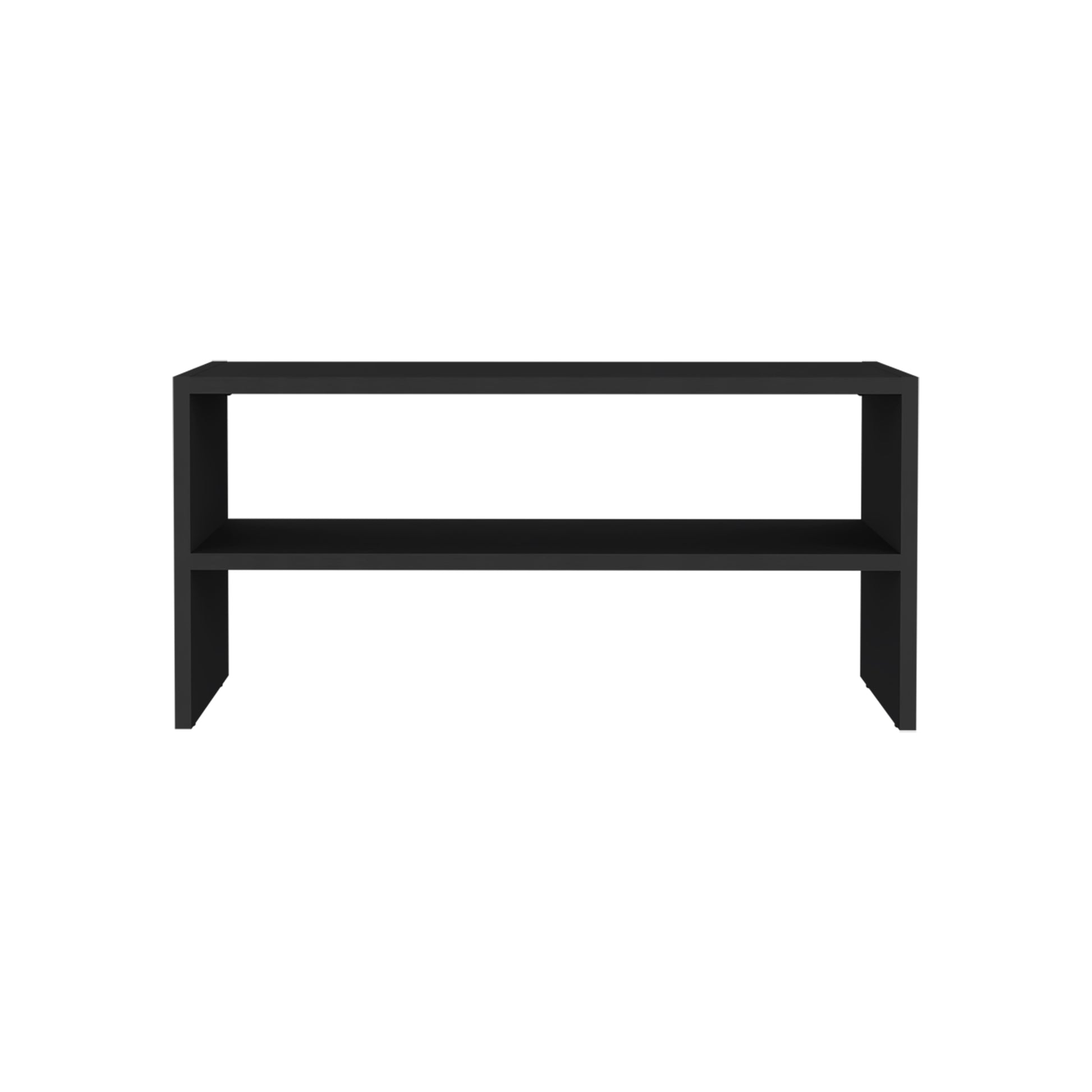 Black Engineered Wood Shoe Storage Bench - 13.7" H for Living Room
