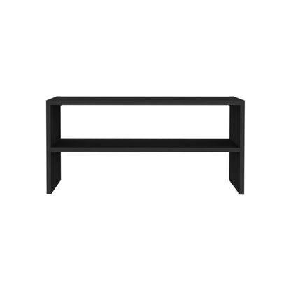 Black Engineered Wood Shoe Storage Bench - 13.7" H for Living Room