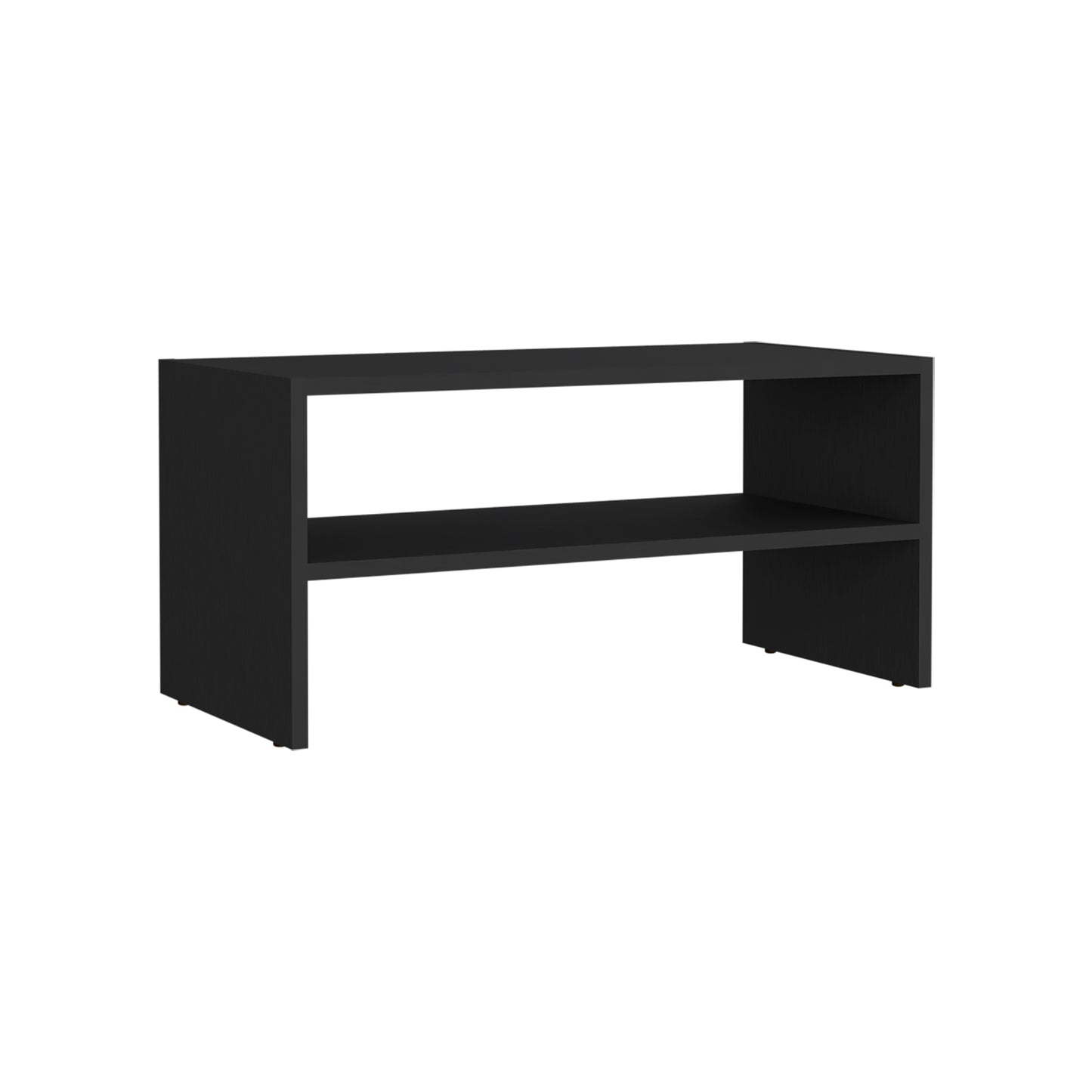 Black Engineered Wood Shoe Storage Bench - 13.7" H for Living Room