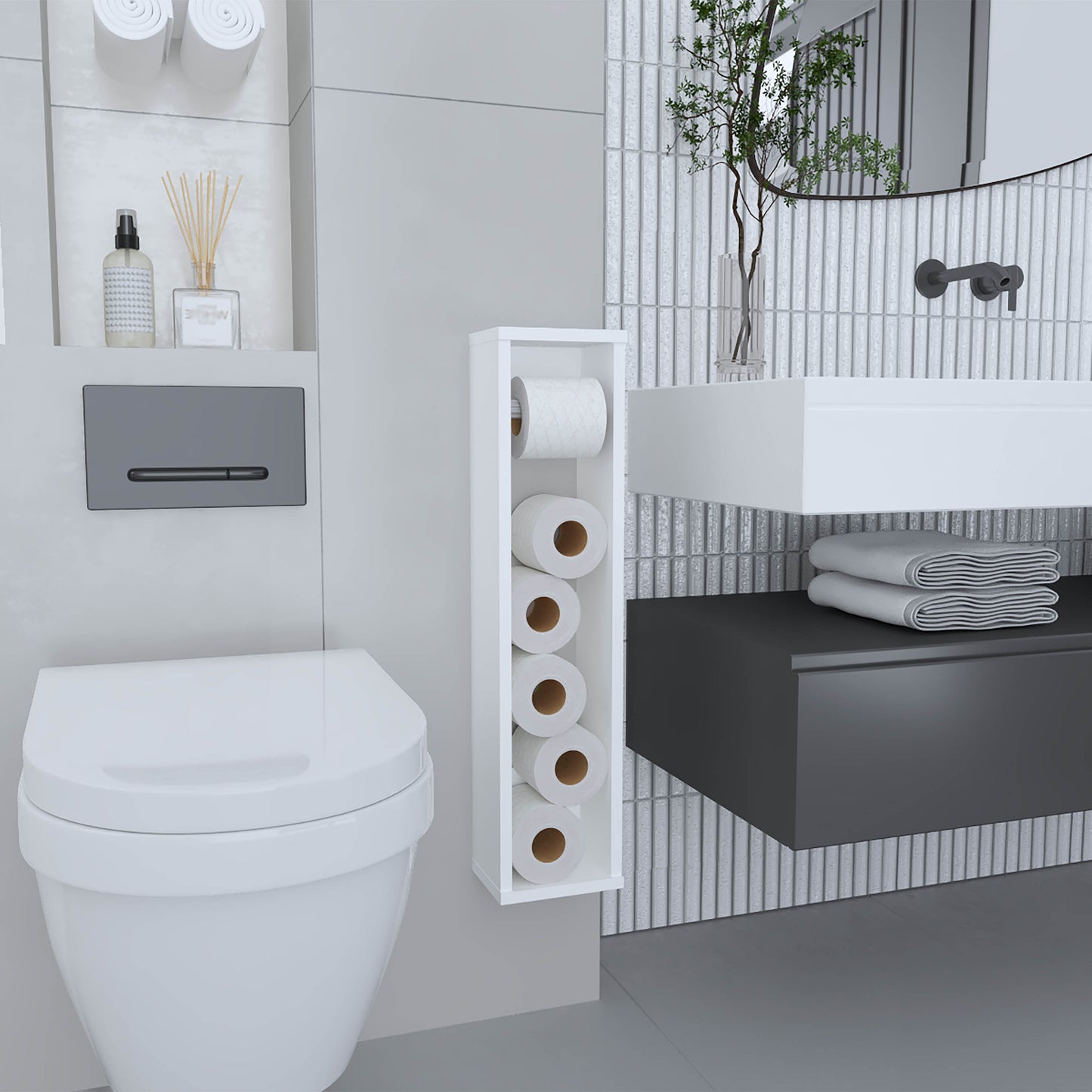 Shelf  28" H, with 2 Shelves, White