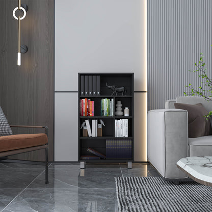 Bookcase 40.6" H, 6 shelves, 4 legs, Black