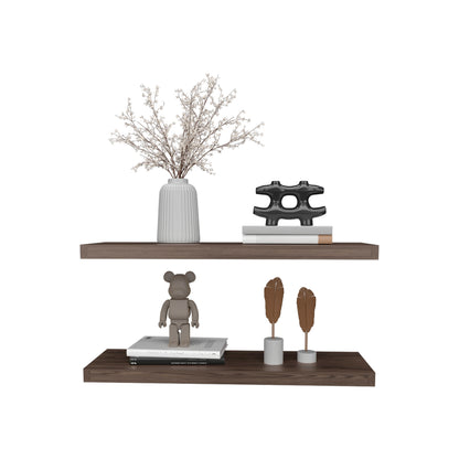 Floating Shelves 1.5" H, 2 Shelves, Brown for Living Room