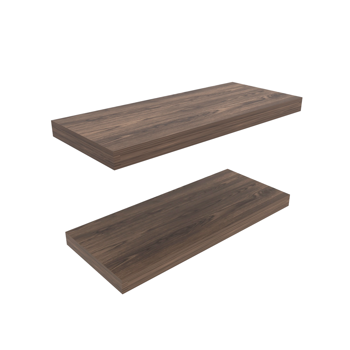 Floating Shelves 1.5" H, 2 Shelves, Brown for Living Room