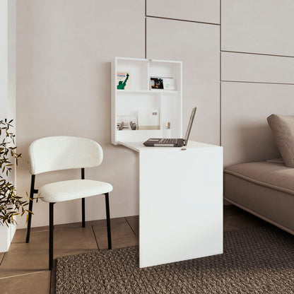 Folding Table, 4 Shelves, White