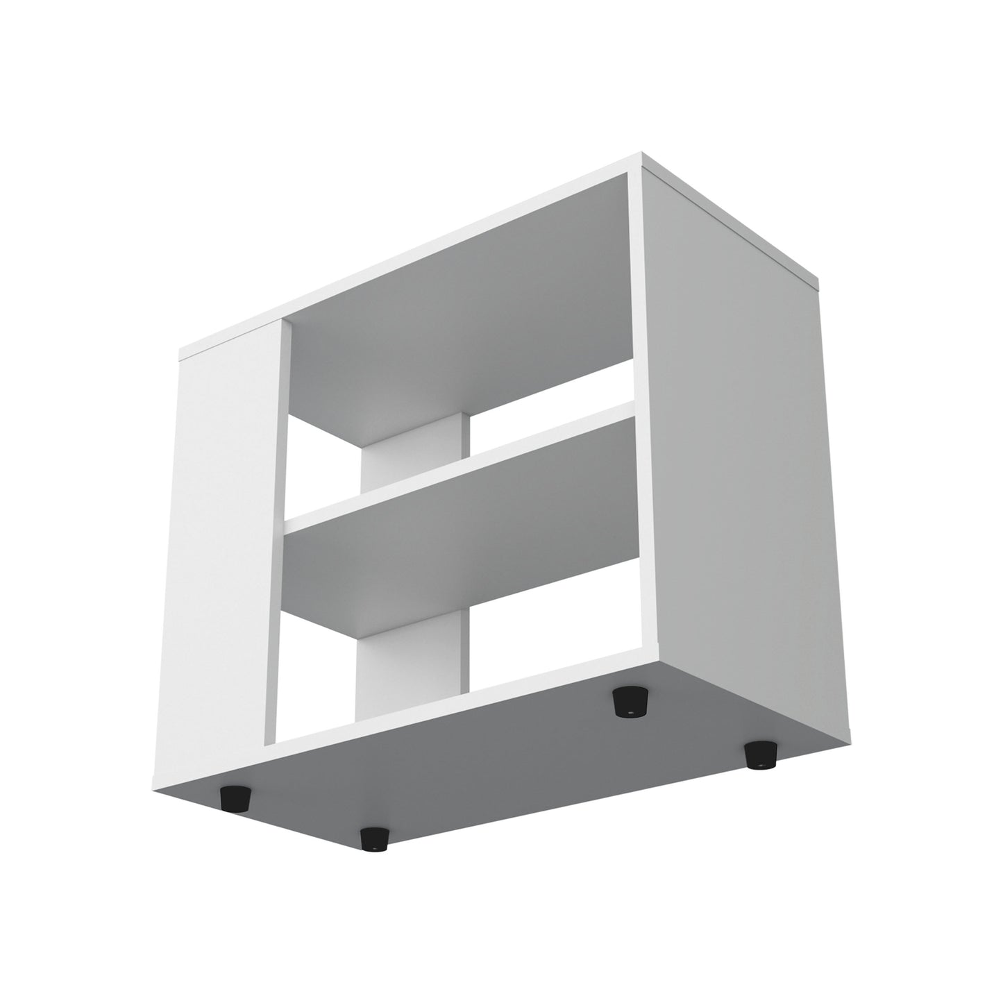 White Engineered Wood Storage Table with 2 Shelves for Living Room