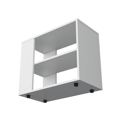 White Engineered Wood Storage Table with 2 Shelves for Living Room
