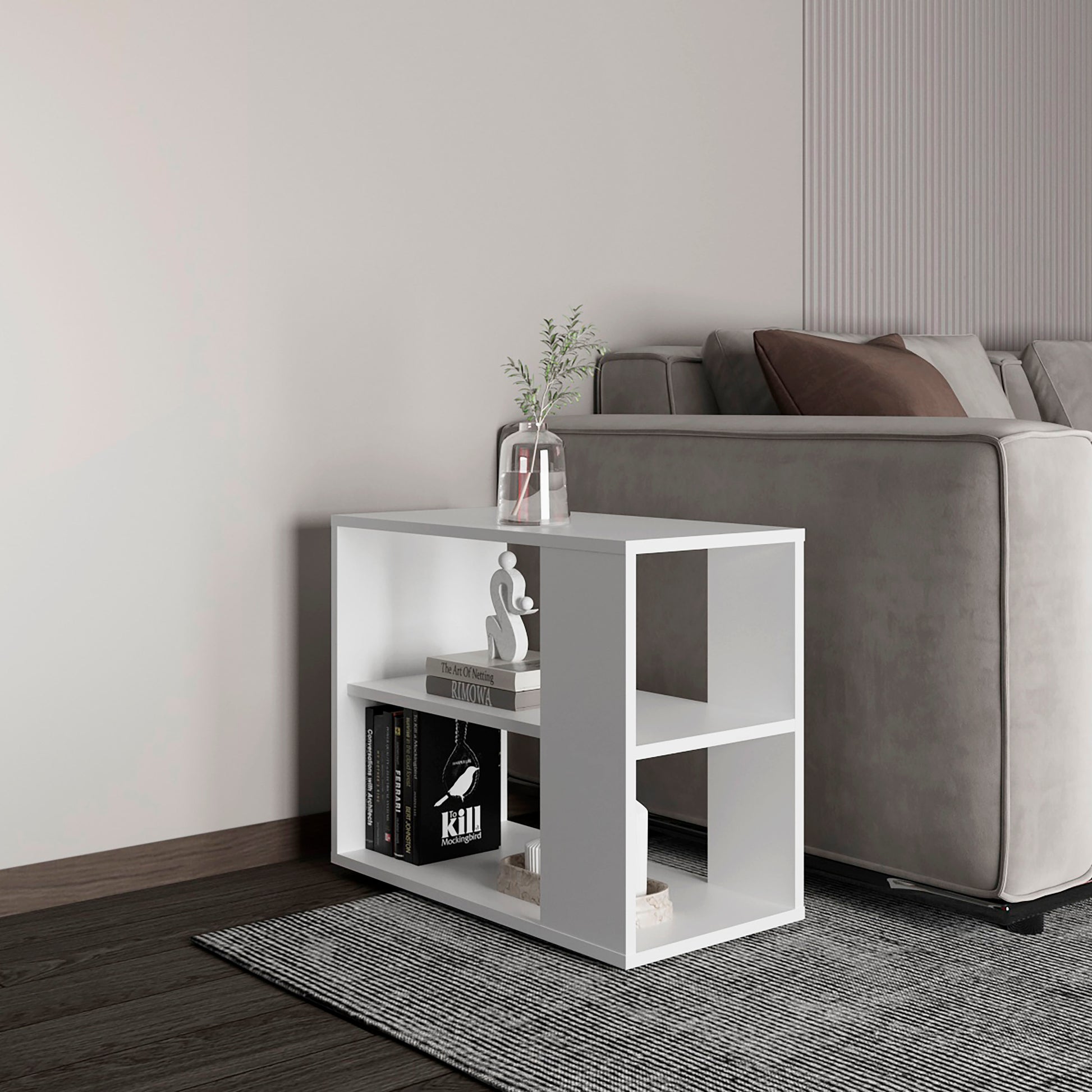 Sideboard Table, 4 Legs, 2 Shelves