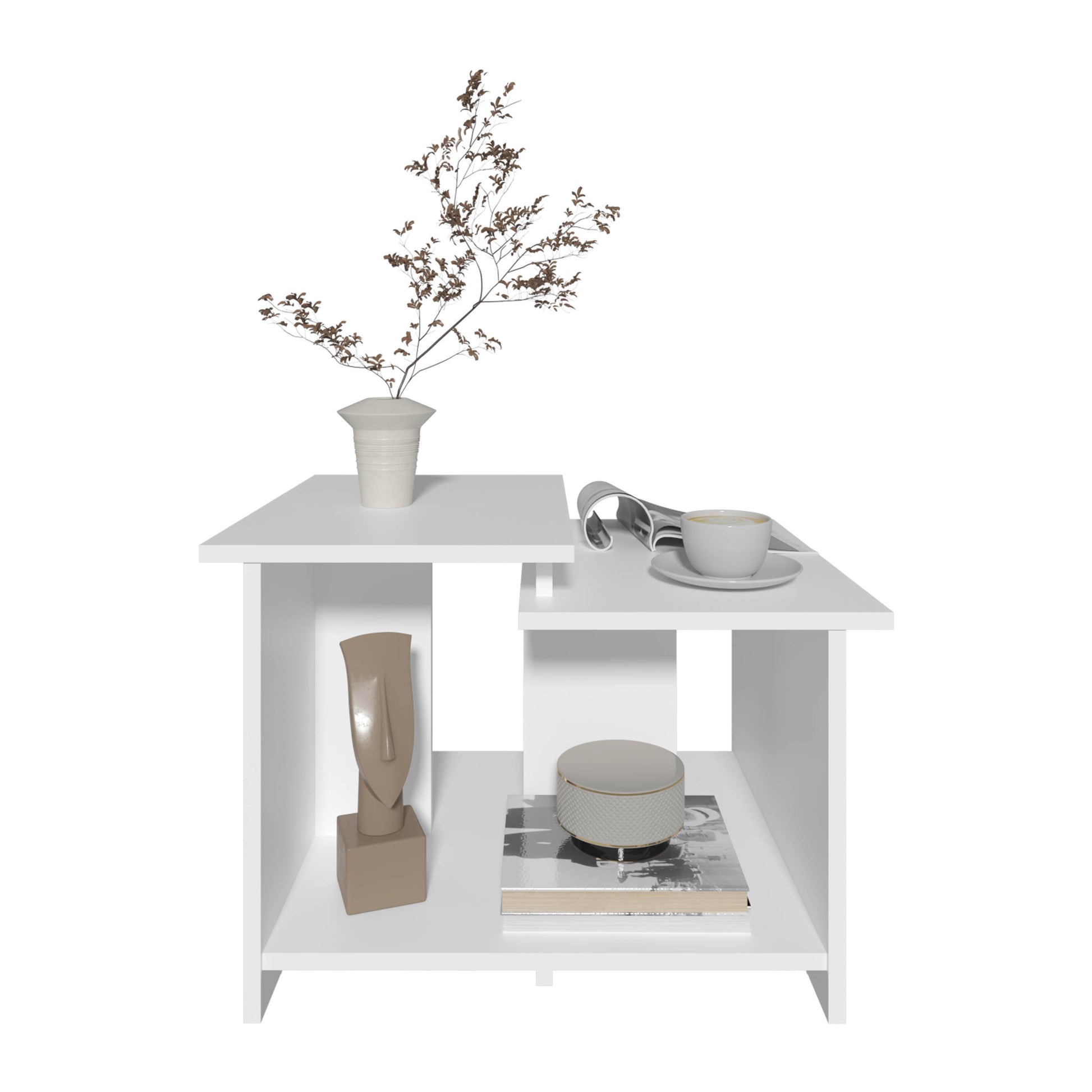 White Engineered Wood Coffee Table, Modern Living Room Accent