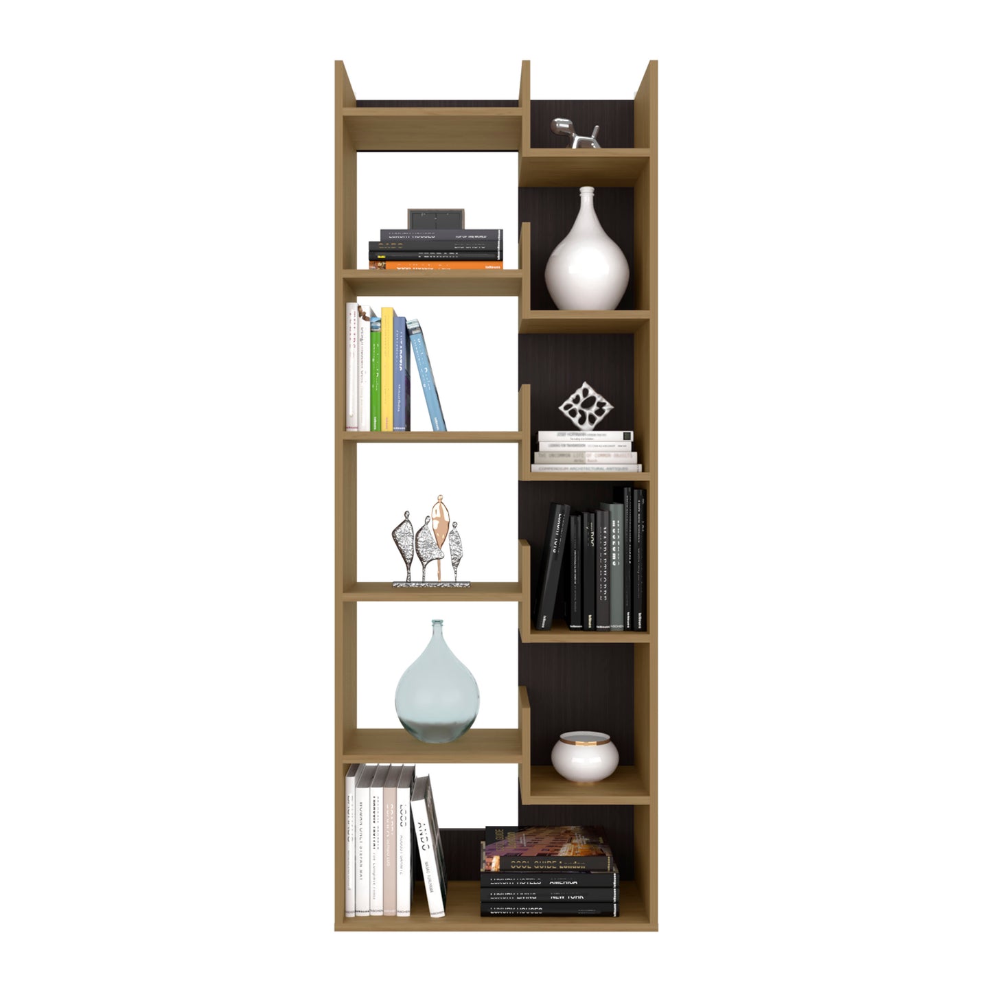 Compact Natural Wood Storage Cabinet with 11 Shelves for Home Office
