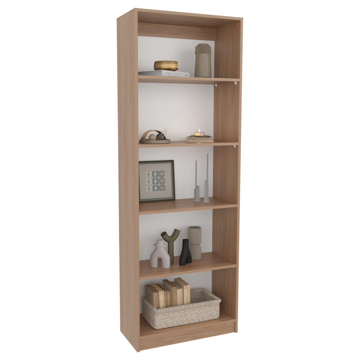 Natural Wood 4 Tier Bookcase Shelves Storage for Living Room
