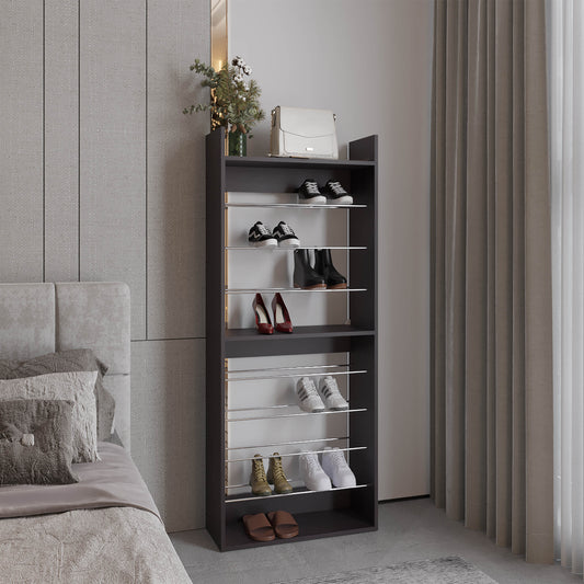 Shoe Rack, 10 Shelves, Black Wengue