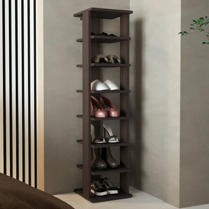 Shoe Rack, Gray Walnut, 7 Shelves