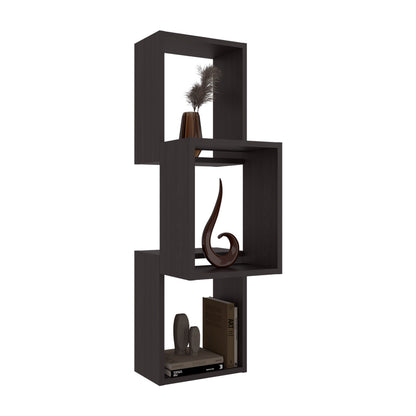 Wall Shelf, 3 Shelves, Black Wengue - Display & Storage