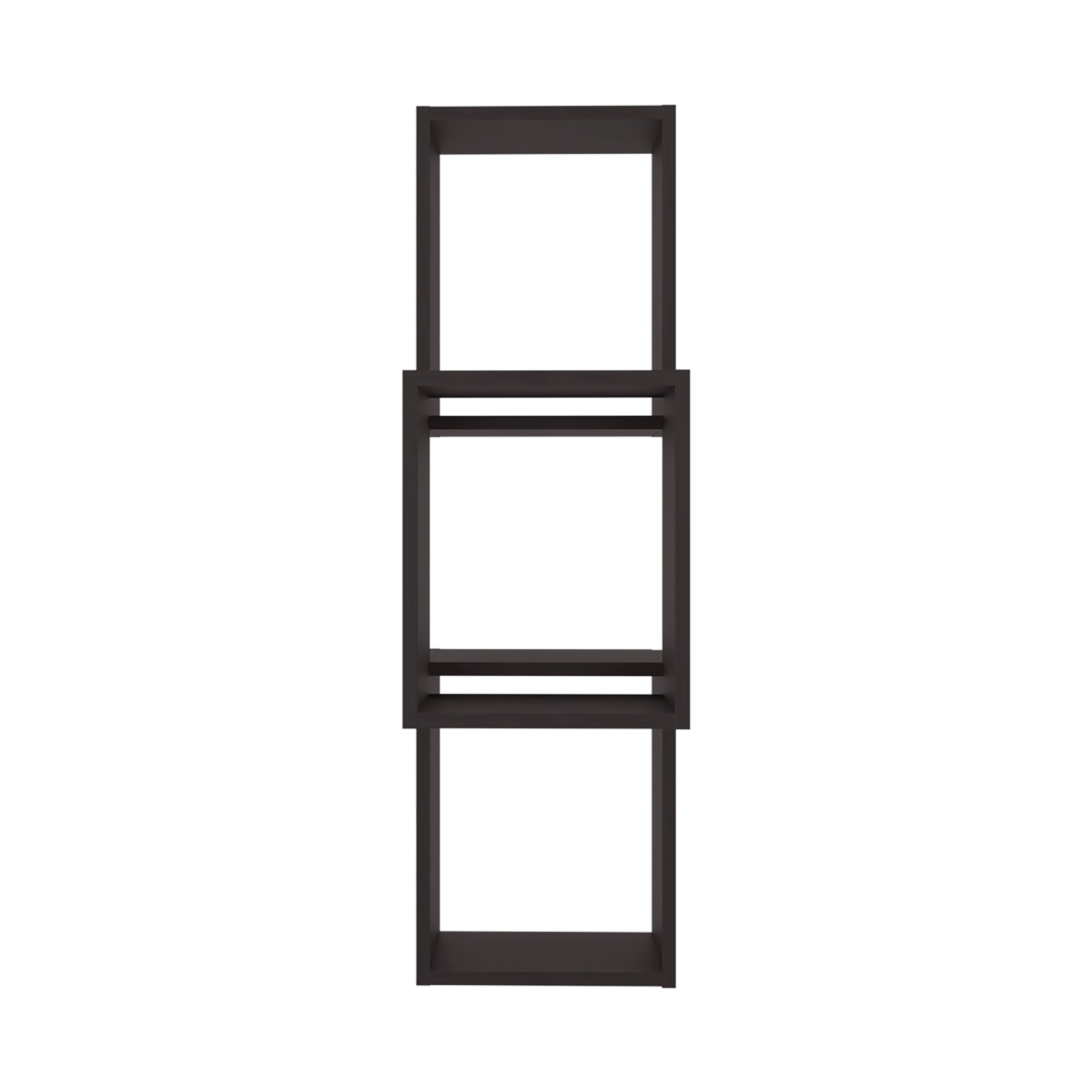 Wall Shelf, 3 Shelves, Black Wengue - Display & Storage
