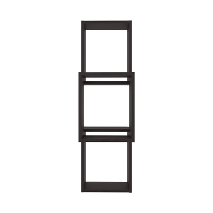 Wall Shelf, 3 Shelves, Black Wengue - Display & Storage