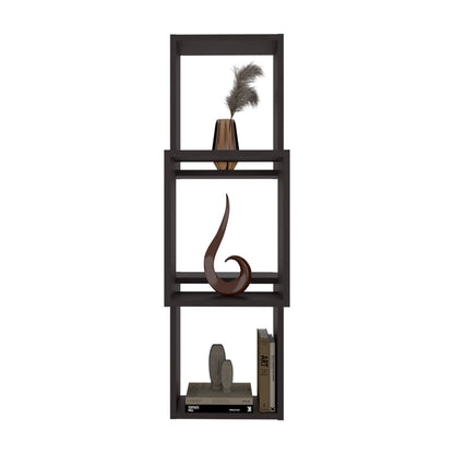 Wall Shelf, 3 Shelves, Black Wengue - Display & Storage