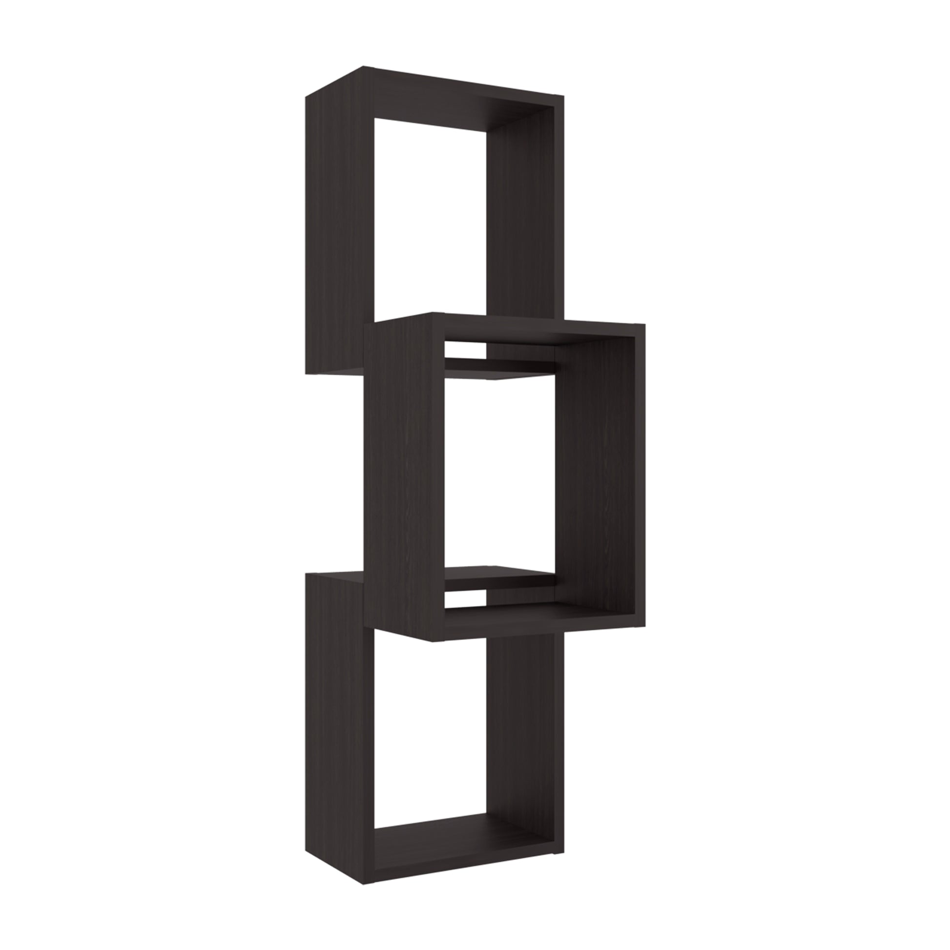Wall Shelf, 3 Shelves, Black Wengue - Display & Storage