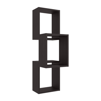 Wall Shelf, 3 Shelves, Black Wengue - Display & Storage