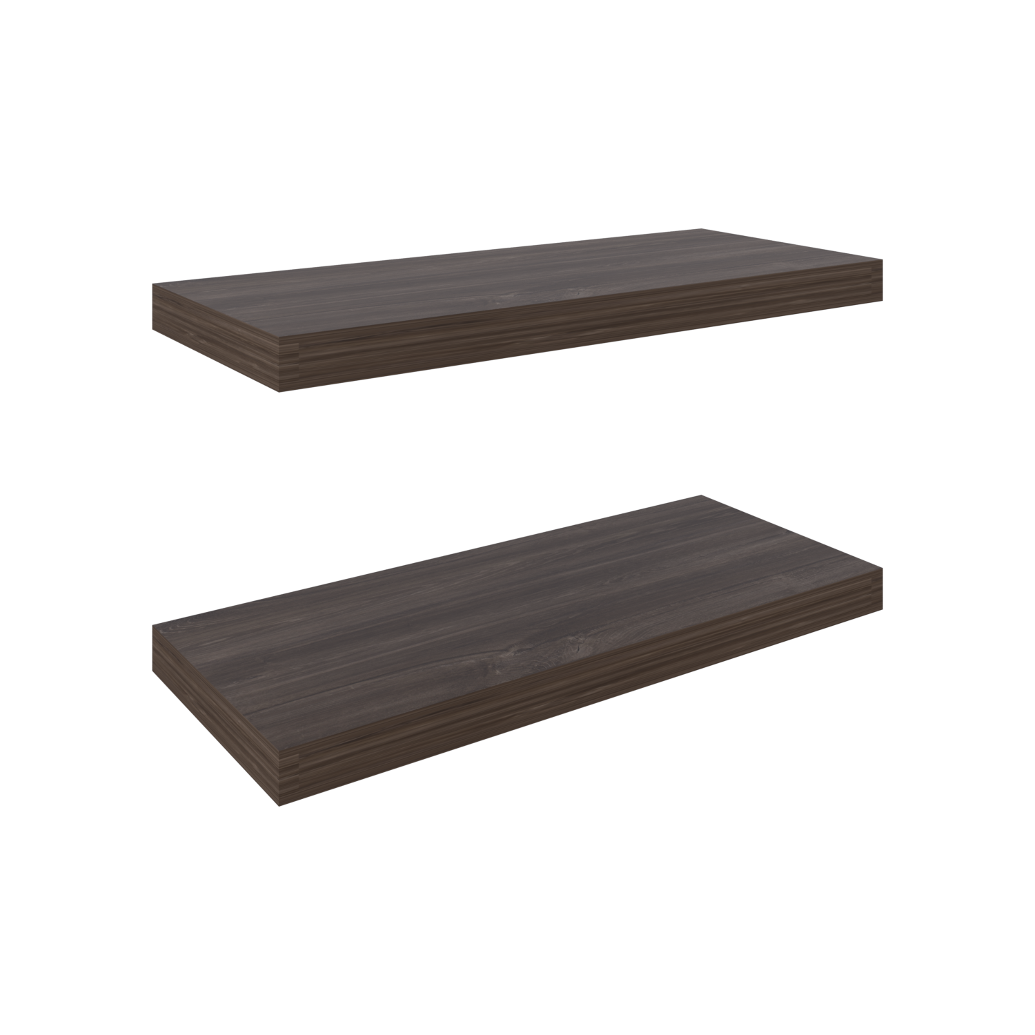 Brown Floating Wood Shelves with Two Spaces for Display and Storage for Living Room