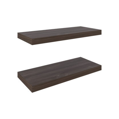 Brown Floating Wood Shelves with Two Spaces for Display and Storage for Living Room