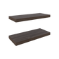Brown Floating Wood Shelves with Two Spaces for Display and Storage for Living Room