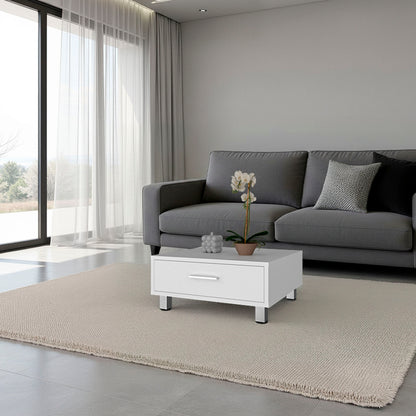 Athens Coffee Table, One Drawer, Four Legs, White