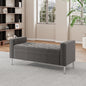 Square Arm Tufted Top Storage Bench Ottoman with Pewter Nailhead Trim in Plush Velvet in Charcoal Gray