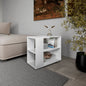 Rio Verde Side Table in Melamine with Open Storage, White
