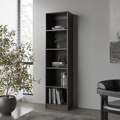 FM FURNITURE Beaver Balley Bookcase with Open Storage and 5 Shelves, Stained Walnut