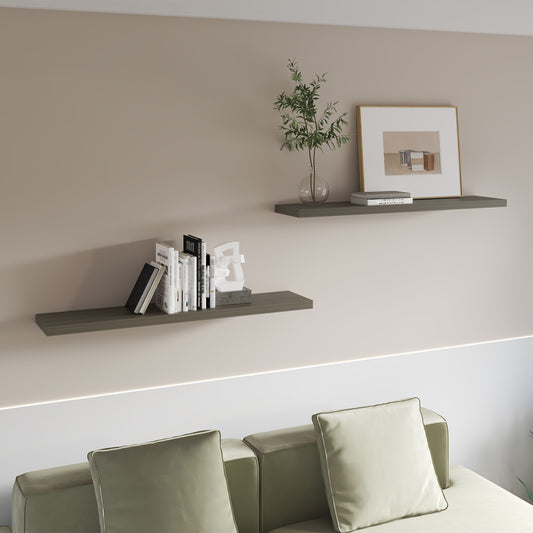FM FURNITURE Greer Floating Shelf in Melamine x2,Smokey Oak