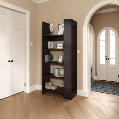 Doney Park 5-Shelf Open Bookcase, Contemporary Design for Display and Storage, Stained Walnut