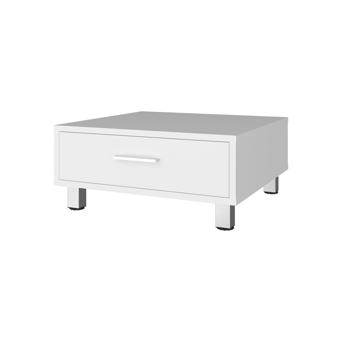 White Coffee Table with Drawer - 23.6" W for Living Room
