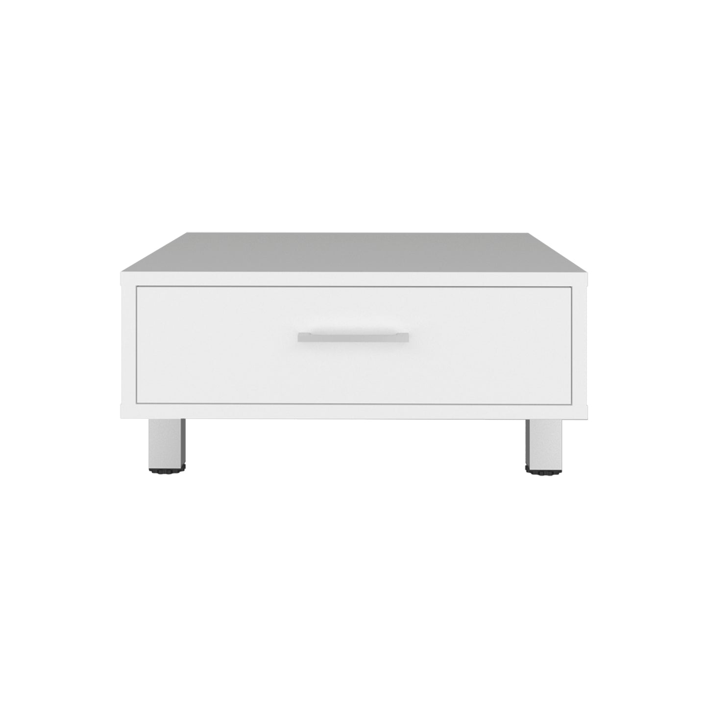 White Coffee Table with Drawer - 23.6" W for Living Room