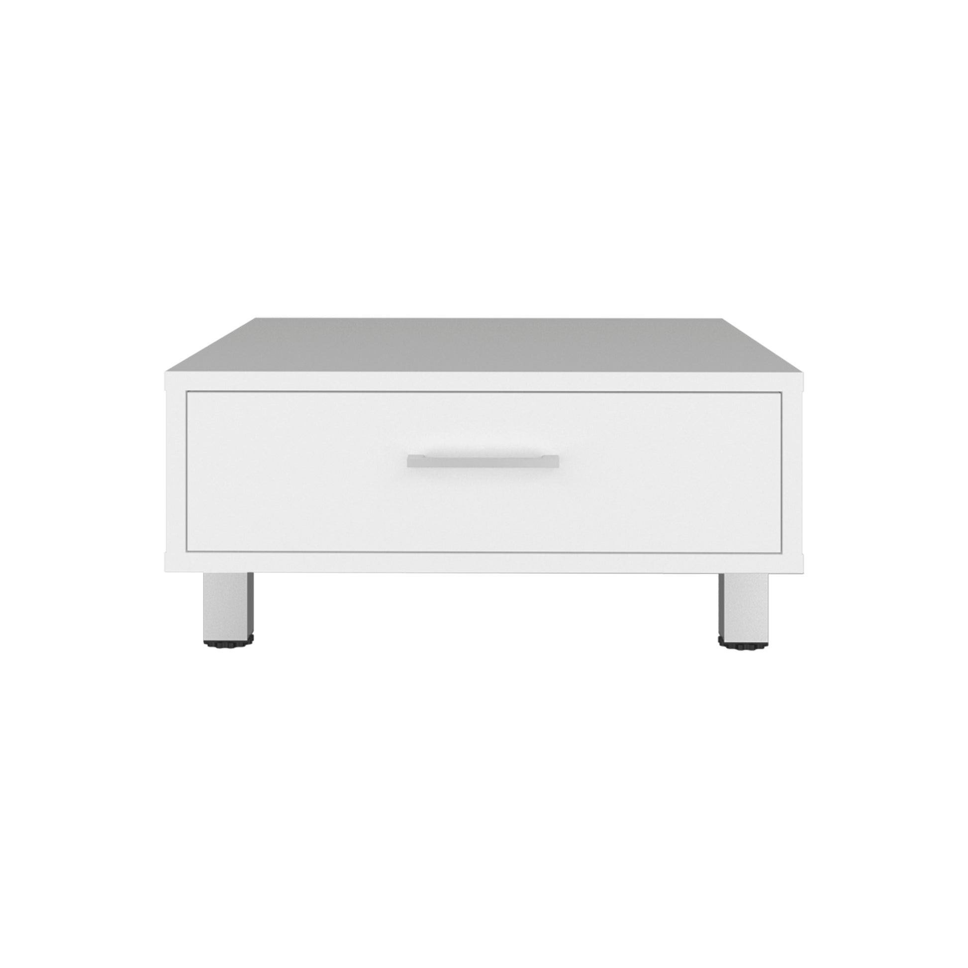 White Coffee Table with Drawer - 23.6" W for Living Room
