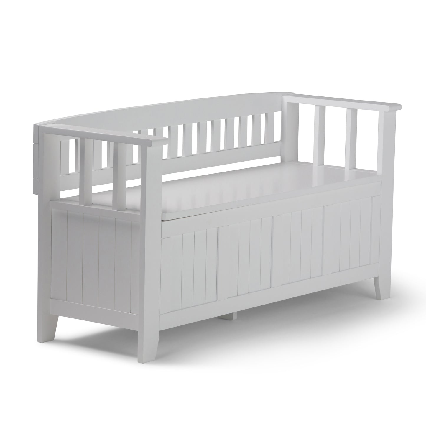 Acadian 48 inch Wide Solid Wood Entryway Storage Bench in White
